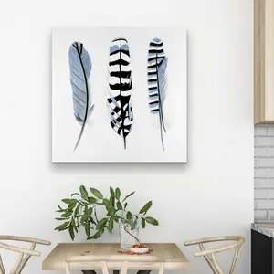 212 MAIN Delicate Feathers Black Wall Art Print - 32x32 in. Nature Artwork, Home Decor for Living Room Wall Decoration