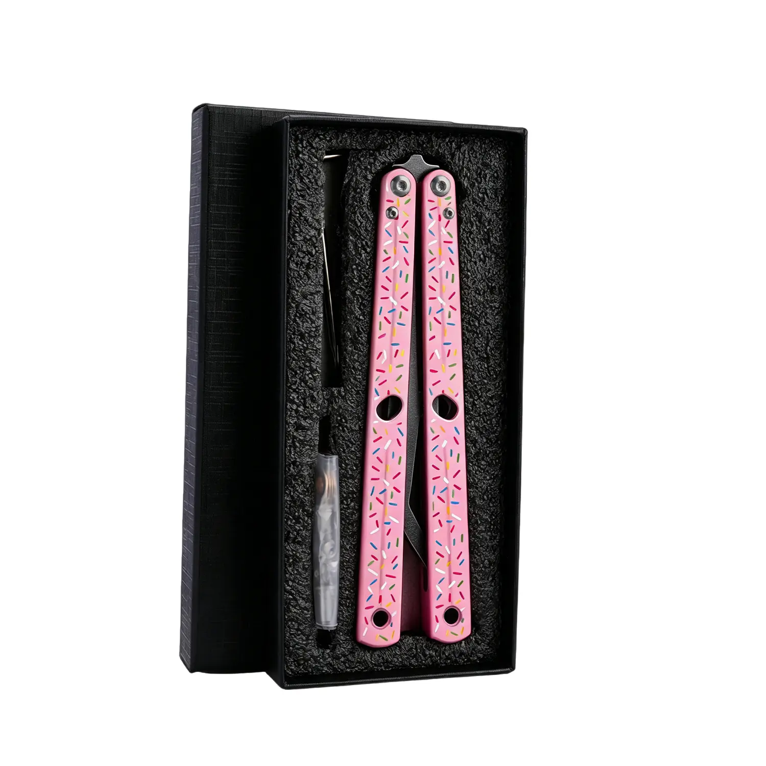 1-Set Pink Donut Aluminum Alloy Outdoor Skill Drill Tool - Non-Sharp Stainless Steel Blade, Skill-Ready Tool with Alloy Strength for Safe Training