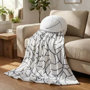 2 Pcs Sports Ball Blanket & Pillow Set 50 x 60 Inch Flannel Throw with 14 Inch Soft Throw Pillow Toy Cozy Sports Themed Blanket for Ball Lovers Gift (Volleyball)