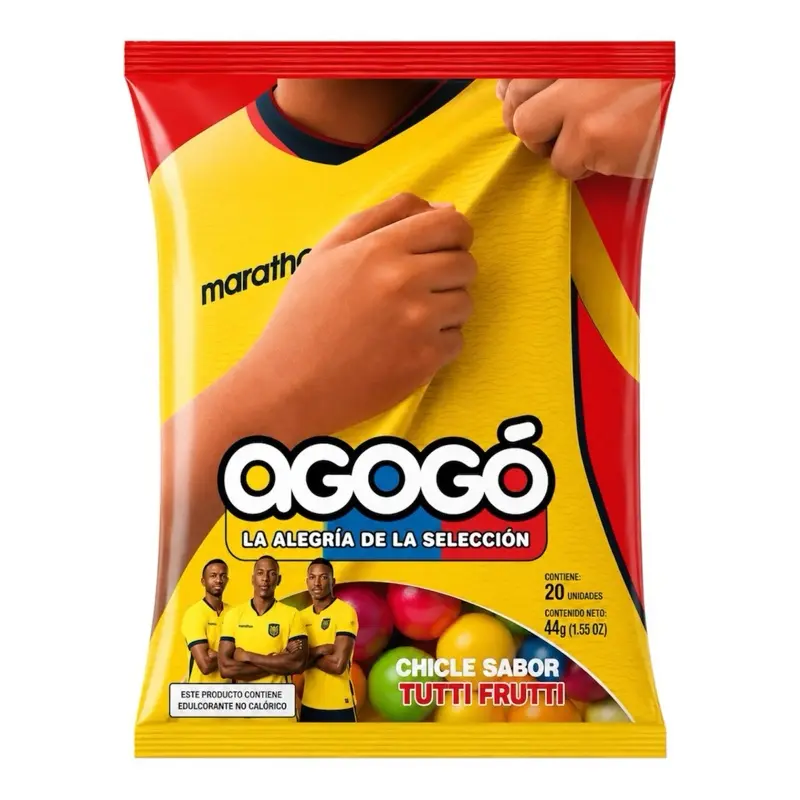 Agogó Tutti Frutti 20 Unidades – Chicle de Bolitas | Tutti Frutti Chewing Gum 44g Ecuadorian Candy