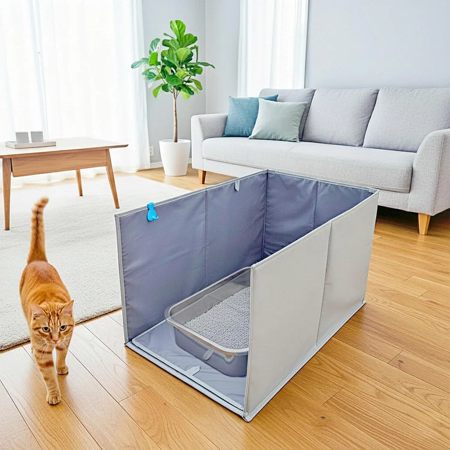 Anti-Dirt Extra-Large Cat Litter Box Cover, Open-Top High-Sided Design, 26in*17in*17in Waterproof Splash-Proof Cover for Cat Litter Boxes