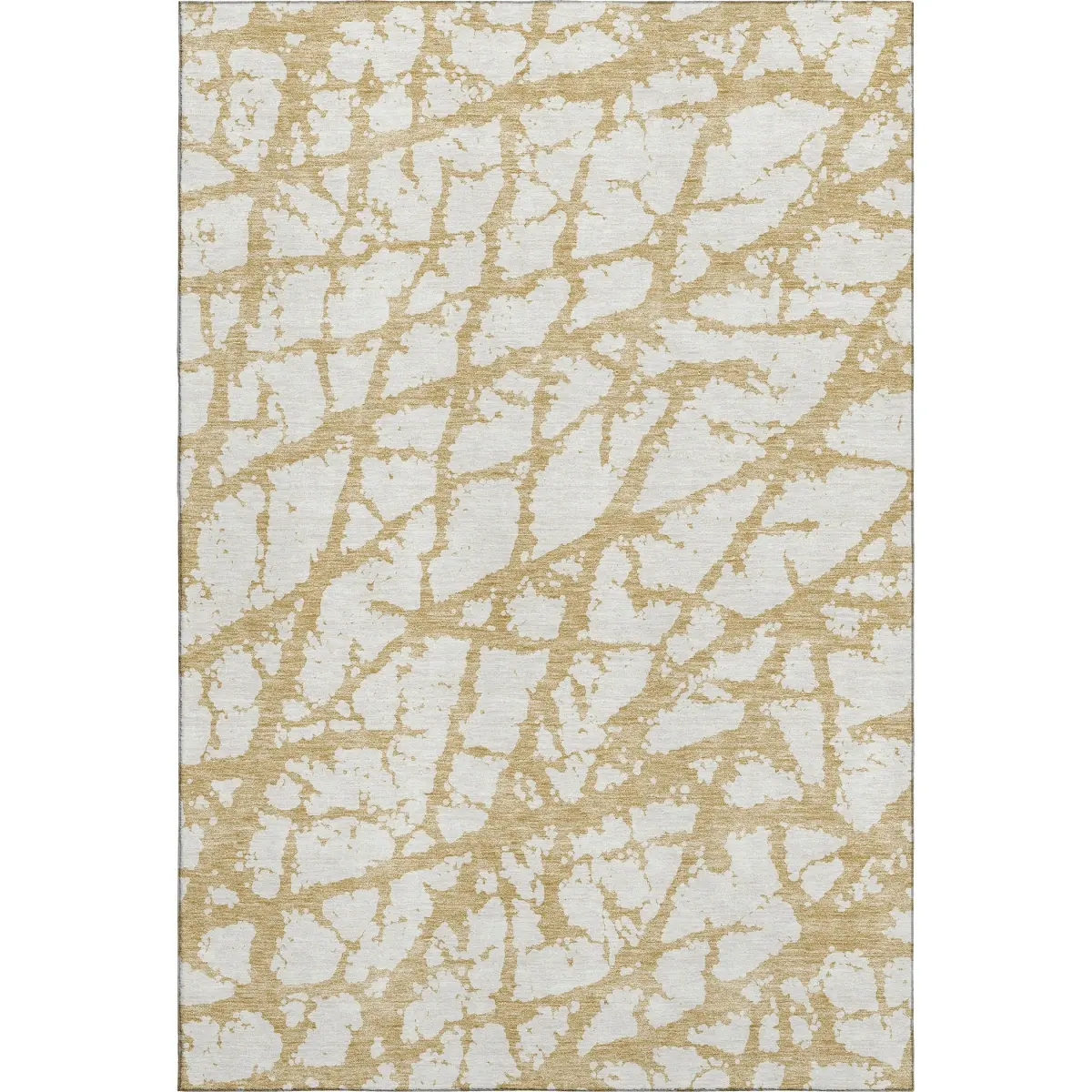 HomeRoots 676831 3x5 ft. Gold & Ivory Abstract Transitional Area Rug - Machine-Washable, UV-Protected, Non-Slip Base, Abstract Pattern, Patterned Area Rug for Home Use, Abstract Pattern Area Rugs, Machine-Washable Area Rugs