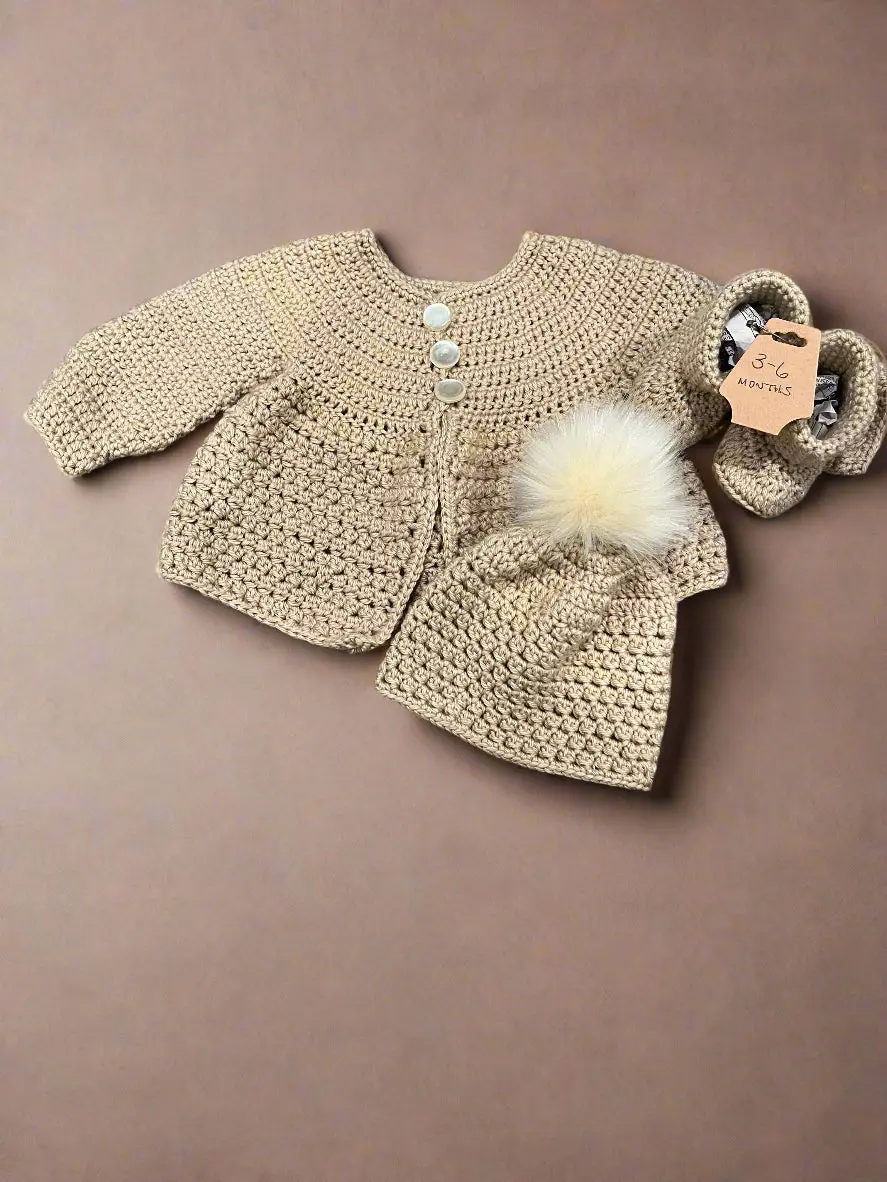 Crochet Baby Set - Hat, Booties, Cardigan