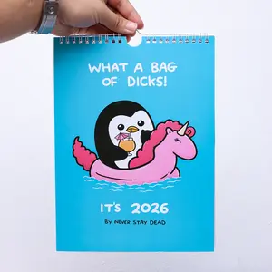 Cute Mini Wall Calendar 2026 with Animal Designs, Fun Text, Home Decor, Daily Planner, New Year Gift Idea, Perfect for Home Decoration