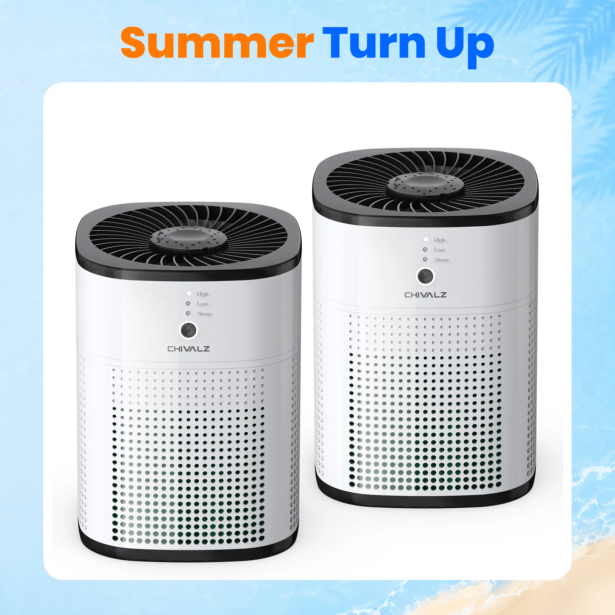 CHIVALZ Portable HEPA Air Purifier for Bedroom, 360° Air Intake System, Sleep Mode, 3-in-1 Filtration, 22dB Silent Operation, Blue Night Light, Home Air Purifiers for Pets Allergies, Virus, Dust, Removes Severe Wildfire Smoke, Ash & Smog#CleanAir