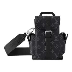 Louis Vuitton Christopher Nano Crossbody Bag for Men, Detachable Strap, Calfskin-Trimmed, Ultra-Mini, Black
