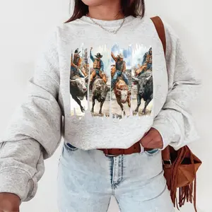 Bucking Bull Rider Sweatshirt, Punchy Western shirt, western outfits, western for women, western clothing, western outfits women, country girl cowgirl stuff, western tops clothes, country clothing, sweatshirts for women, western graphic tee women