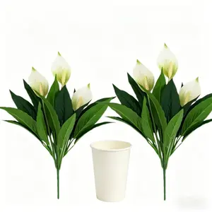 2pcs Realistic Fluffy Flower Plants, Maintenance-Free Artificial Flowers, Decorative Flower, All-Season Home Office Hotel Decor, Ideal for Weddings and Festivals, Artificial Faux Plants