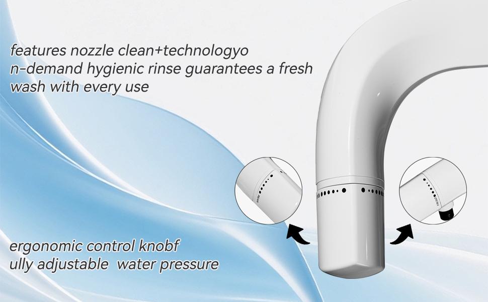 NGNP Toilet Bidet Attachment Fresh Water Spray with Non-Electric Adjustable Water Pressure Side Arm Control, Slim Bidet Sprayer, Silver Knob (Dual Nozzles) 2.48 Inch Standard Toilet Adaptation Hygienic & Eco-friendly