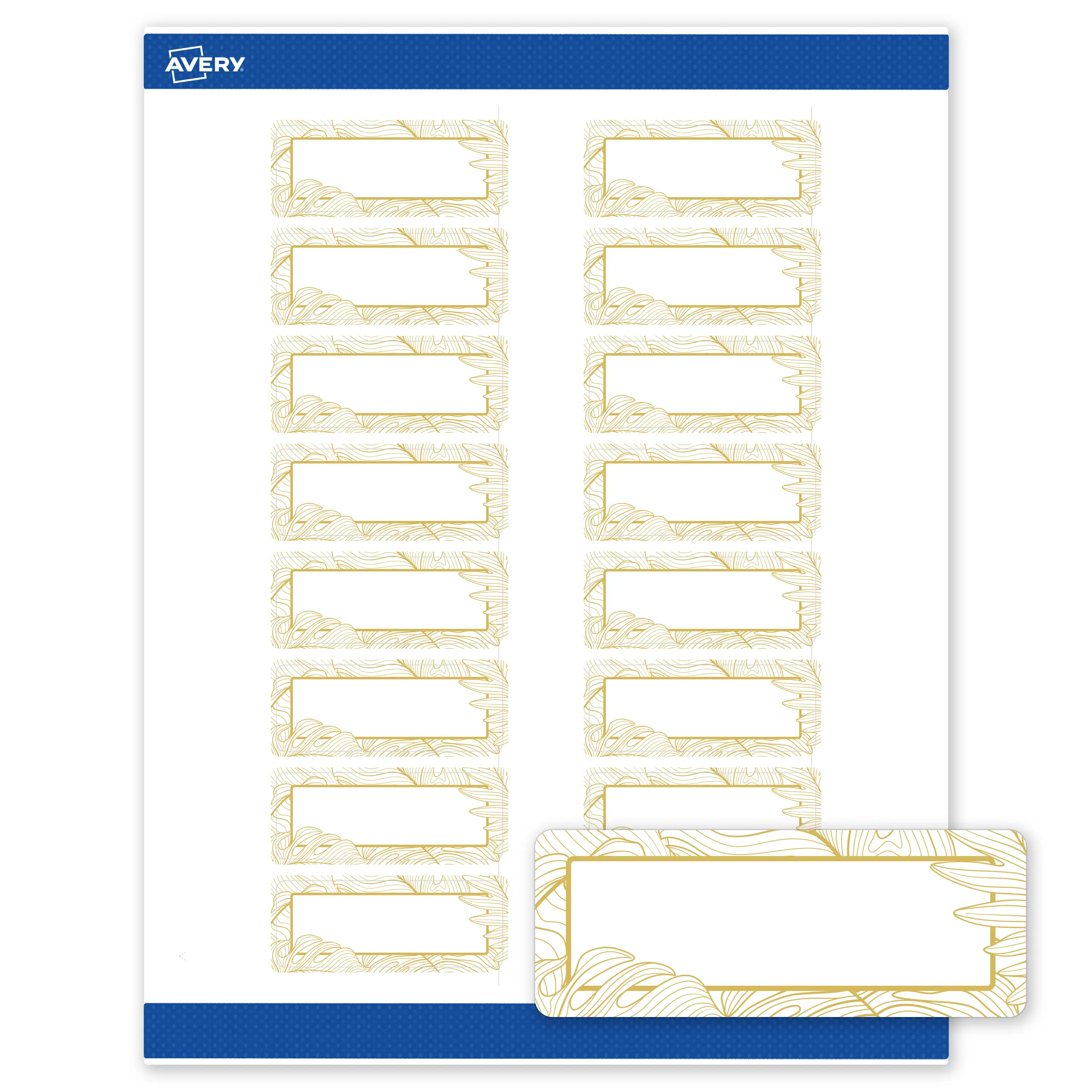 Avery Printable Rectangle Address Labels with Sure Feed Technology, Pre-Printed Gold Florals, Matte White, 1" x 2-5/8", Laser & Inkjet Compatible, 160 Total, Great for Branding, Marketing, and Events, Branded, Floral Decorative Labels & Stickers