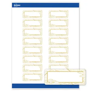 Avery Printable Rectangle Address Labels, 1" x 2-5/8", Matte White, Pre-printed Gold Monstera Leaves Design, Sure Feed Technology, Laser & Inkjet Compatible, 320 Total
