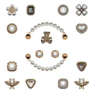 17pcs Exquisite Pearl Shoe Charms for Girls, Bear Jewelry Flower Bag Charms for Women