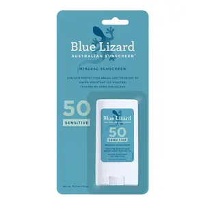 Sensitive Mineral Sunscreen Stick with Zinc Oxide, SPF 50+, Water Resistant, UVA UVB Protection Easy to Apply, Fragrance Free, 0.5 Oz