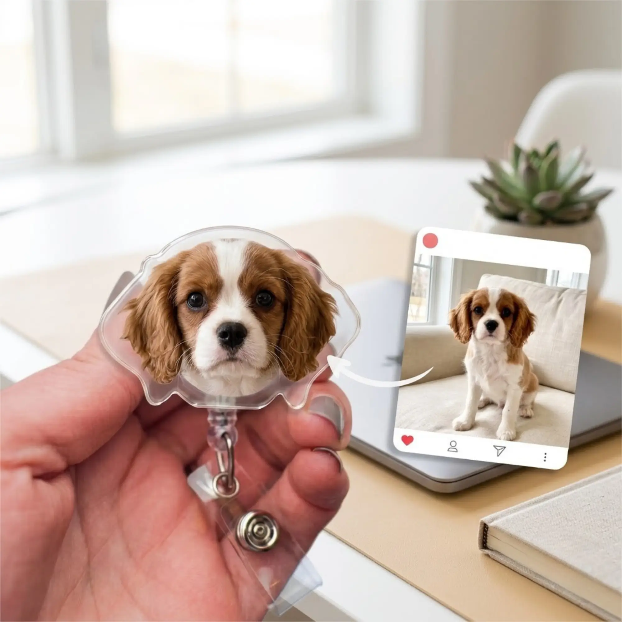 Personalized Pet Photo Badge Reel, Custom Retractable ID Badge Holder, Cute Nurse Accessory, Unique Dog Lover Gift