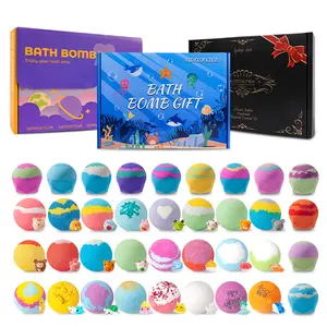 36 Pcs Mega   Gift Set with Surprise Toys - Bulk 60g Fizzy Spa  for  & Adults, Space & Ocean & Floral Themes, Moisturizing Essential Oil Family Pack