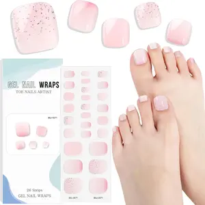 Ebanku Gradient Flash Toe Gel Nail Stickers, Stick On Nails, Art Full Wrap, Requires UV/LED Light, Manicure Accessories, Beauty Essentials