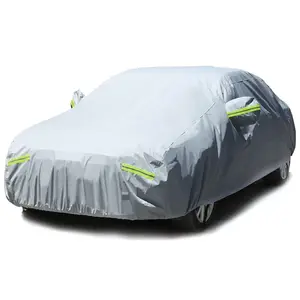 High Quality Durable Anti-scratch 3-layer Full Car Cover, Car Universal, The Season Car Cover Waterproof Indoor Outdoor Snow And Dust Protection UV All-weather Protection With Reflective Strip, YXXL XXL Silver