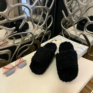 Women's Cozy Slides Collection Soft Stylish Designer Fuzzy Slippers Comfortable Indoor Outdoor Wear in Multiple Colors Classic Plush Material - Footwear