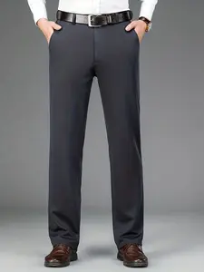 1 piece business Casual Pants for Men, High Elastic Wrinkle-Resistant Fabric, Straight Leg Design, Comfortable and Stylish, Ideal for Office and Meetings