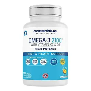 Omega-3 2100 Fish Oil Supplement – Complete EPA/DHA/DPA Formula with D3 & K2 – 120 Capsules