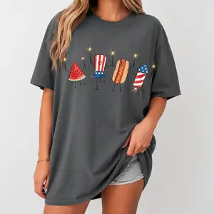 Patriotic Doodle, Cute Fourth of July Shirt, Watermelon Hotdog Firework Shirt, Retro American Shirt, Funny Sumer 250th Shirt