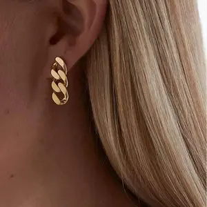 Cubana Link Gold Earrings