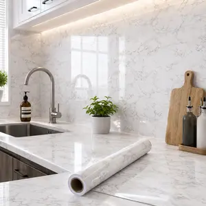 Luxury Marble Peel and Stick Wallpaper 15.7"×78.7", Waterproof Oil-Proof Contact Paper for Countertops, Cabinets & Kitchen Makeover