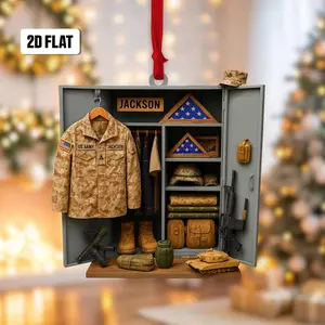 [XMAS GIFT] Personalized Military Uniform Ornament, Custom Name 2D Flat Christmas Decoration, Soldier Gift for Dad or Veterans