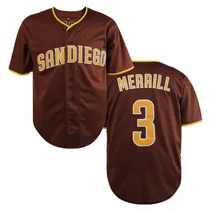 Men's #3 Brown Polyester Baseball Jersey, Embroidered V-Neck, Breathable Button-Up Shirt for Sports & Festive Occasion S-XXXL argentina wc warm
