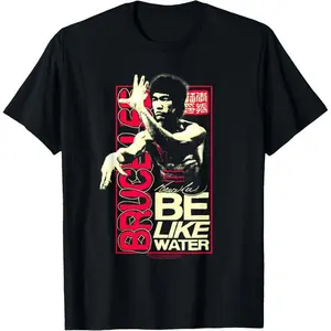 Bruce Lee Be Like Water Retro Martial Arts Poster T-Shirt for adult kids boy graphic Tees shirts  funny vintage fashion Short Sleeve tops vacation outfits clothing