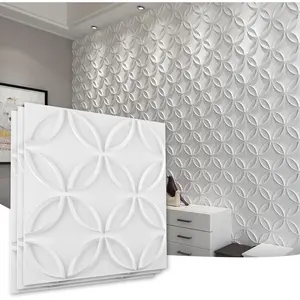 PVC  Wall Panel Interlocked Circles in Matt White Cover 32 Sq.ft, for Interior Ceiling and Wall Decor for Residential or Commerical