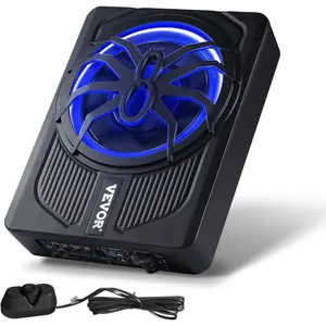 VEVOR 10 240W Underseat Car Subwoofer, Slim Powered Car Subwoofers Under The Seat, Low Profile Audio Sub Built-in Amplifier, High/Low Level Input Volume Controller for SUVs, Car, Truck, RVVEVOR Super Brand Day