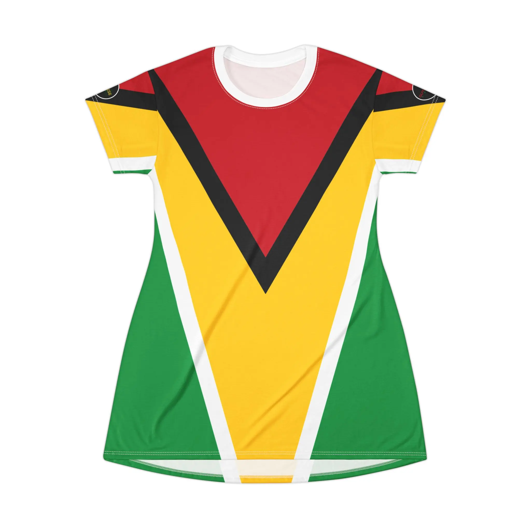 Guyana Flag All Over Print T-Shirt Dress - Guyanese Swag, Guyana Clothing, Caribbean Dress, National Flag Apparel, Guyanese Pride Outfit