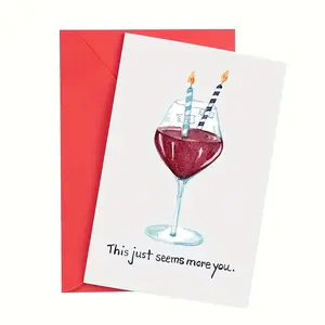 1pc A Fun Birthday Card with an Envelope, a Celebratory Note for Friends And Family, Featuring a Humorous Cup Design And Birthday Decorations, Greeting Card, Fun Party Cards