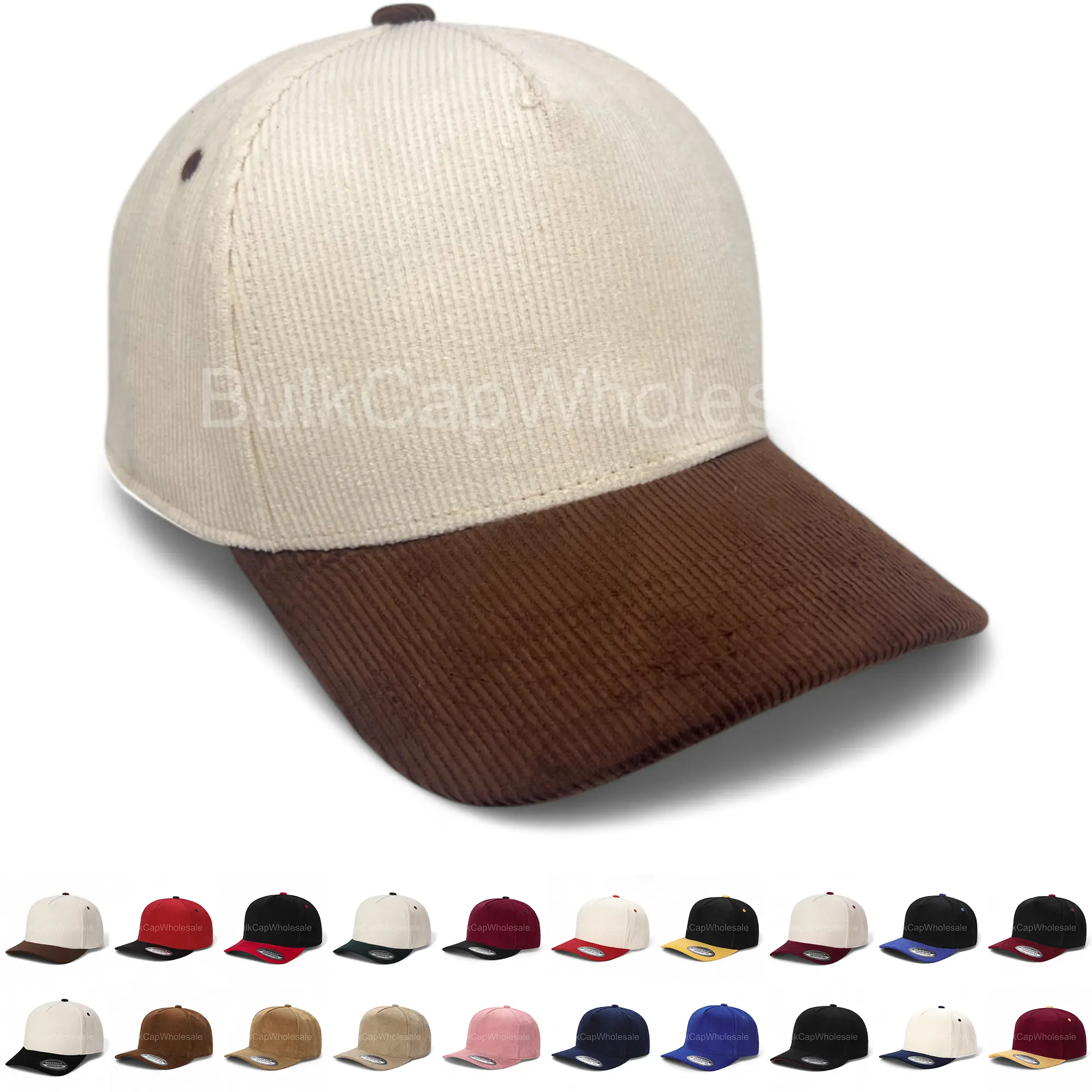Baseball Cap Snapback Adjustable Size Corduroy Hat 5 Panel