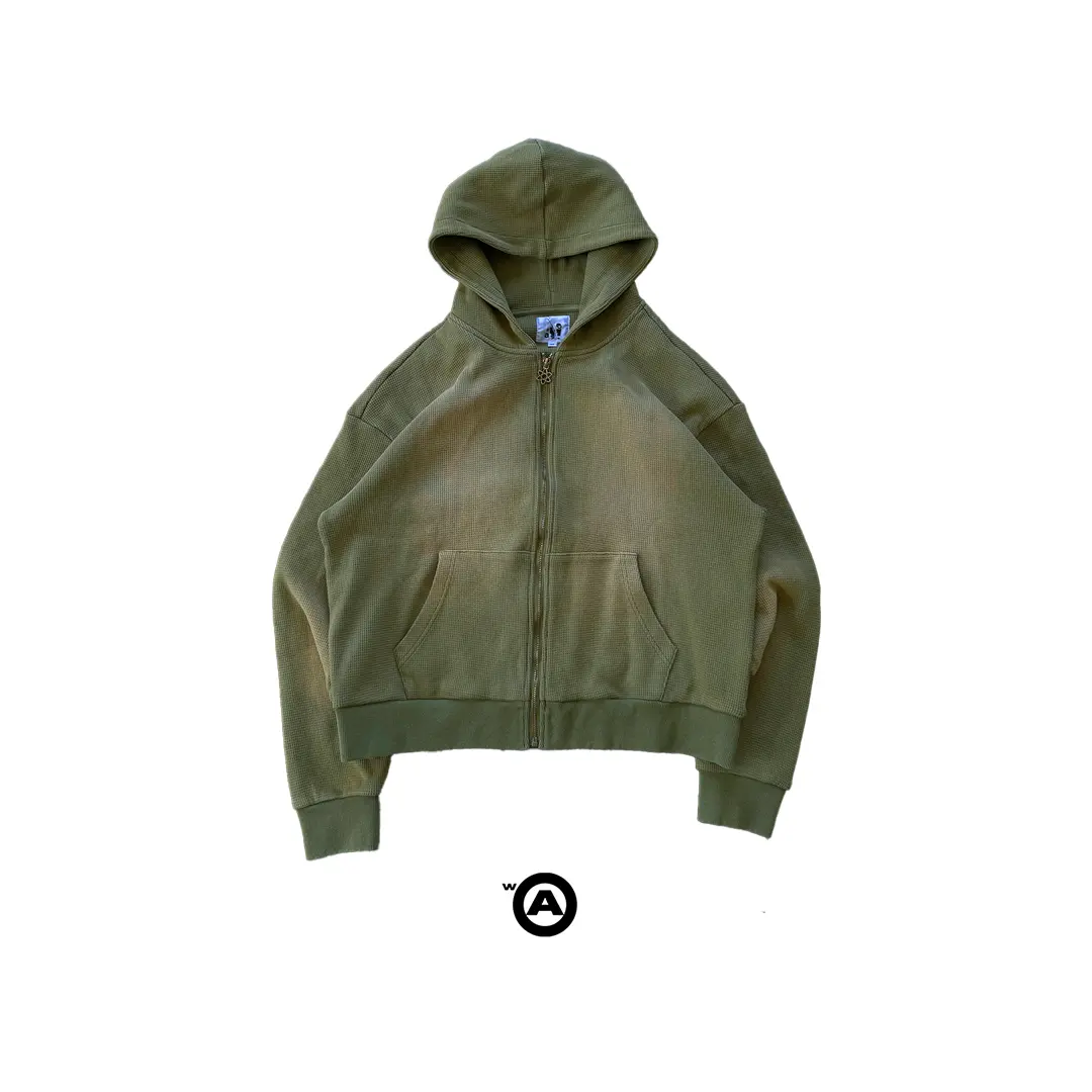 Washed Matcha Thermal Zipup