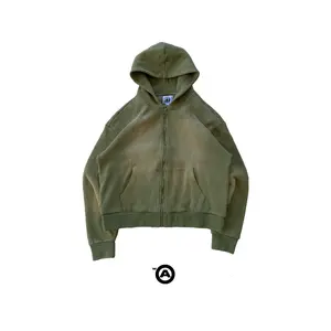 Washed Matcha Thermal Zipup