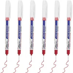 6 count Deep Hole Marker Pens, Construction Markers Marking Tool, Permanent Markers Carpenter Ink Marker Pens for Carpenters Builders Decoration Construction(red )