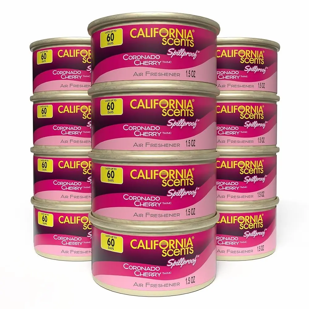 California Scents Coronado Cherry Car Freshener, Spillproof Cans for Home Car and Office 12 PACK