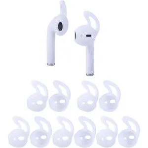 5 Pairs  Ear Tips Compatible for AirPods 1&2, Soft Anti-Slip  Earbud Tips, Anti-Drop Ear Hook Gel Headphones Earphones Protective Accessories Tips