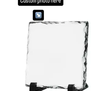 Custom Stone Plaque Picture Frame with Elegant Black Stand. Photo