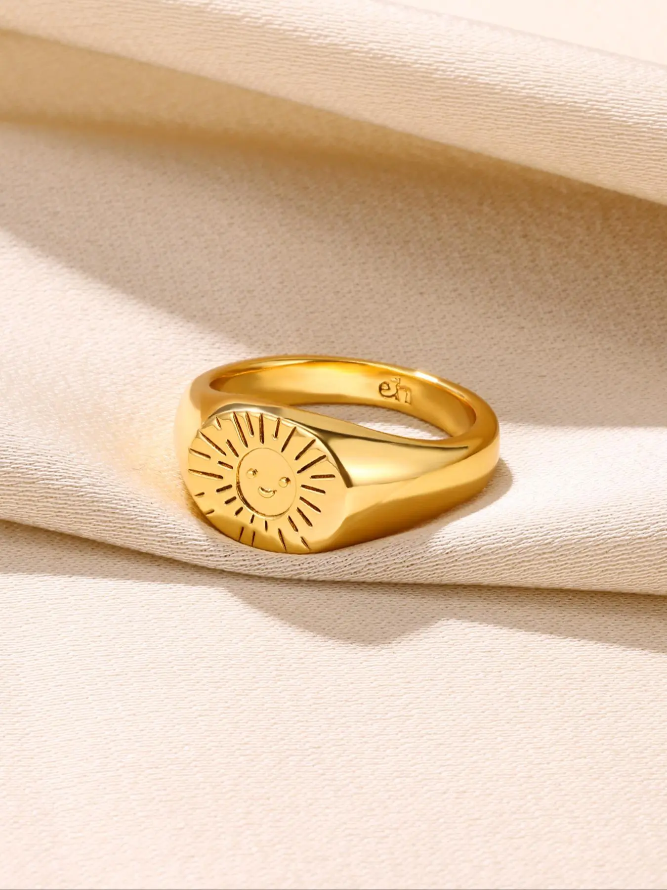 Vintage Sun Design Metal Ring, Gifts for Girlfriend, Casual All-match Jewelry for Teens Gift, Simple Classic Fashion Accessories for Daily Wear, Rings for Women, Vintage Oval Starburst Ring