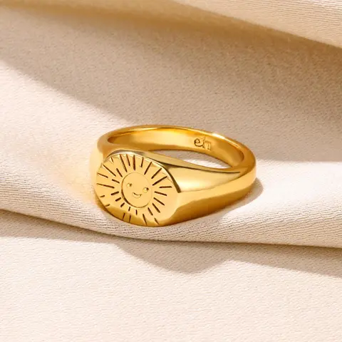 Vintage Sun Design Metal Ring, Gifts for Girlfriend, Casual All-match Jewelry for Teens Gift, Simple Classic Fashion Accessories for Daily Wear, Rings for Women, Beautiful Rings