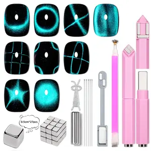 6pcs Manicure Multifunctional Cat Eye Shape Nail Magnet Set, Manicure Kit, Gel Nail Polish Cat Eye Design Magnet Supplies,3D Magnetic Nail Art Tool for Cat Eye Gel Polish Easily DIY Create Cat Eye French Style Nail, Manicure Salon Essential Nail Supplies
