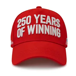 250 Years of Winning Red Snapback Hat with USA Flag Patch, Embroidered EST 1776 Baseball Cap, Adjustable Structured Trucker Hat for Men & Women, Unisex Classic Red Summer Casual Cap July 4th Gift