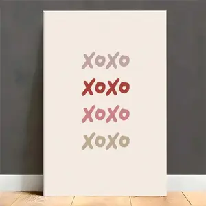 1pc Valentine's Day (Framed Frameless Poster Optional), XOXO Print Pink And Red Art Posters Canvas Print Painting For Living Room Bedroom Office Bathroom Dorm Home Decor, Ready To Hang