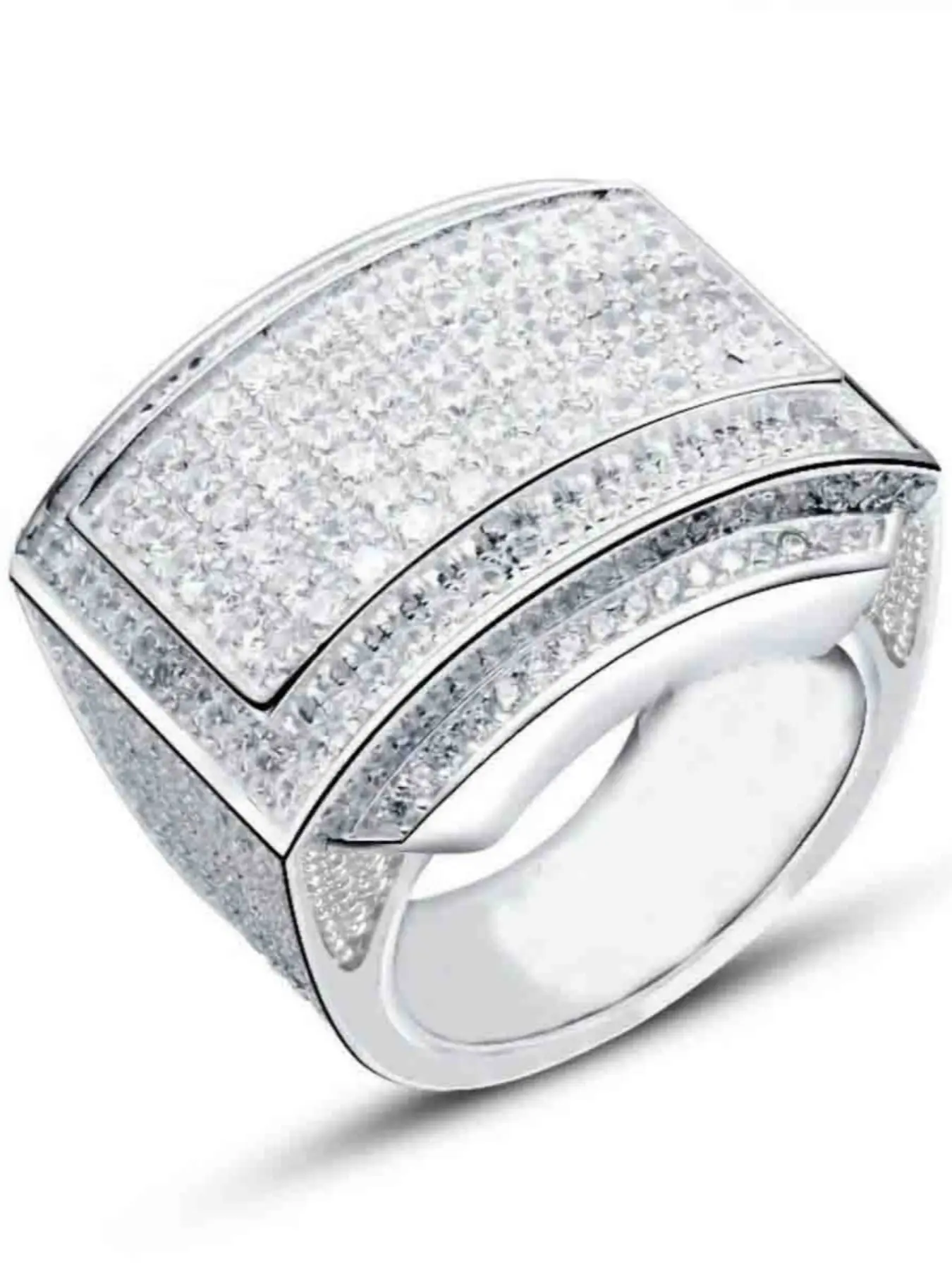 Men's Fashion Elegant Luxury Zircon Ring, Business Style Square Full-Zircon Wedding Engagement Party Jewelry Gift