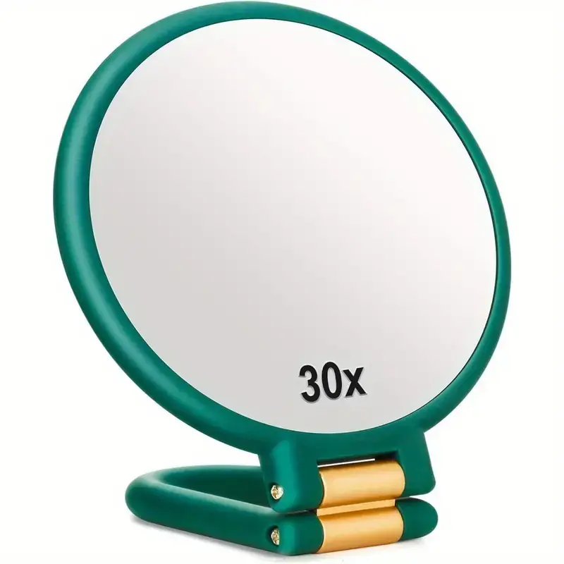 30x Magnifying Dual-Sided Handheld Makeup Mirror, 360° Adjustable Handle for Travel, portable vanity mirror, Cosmetic Mirror, Ideal for Makeup and Skincare, No Batteries Needed, Travel Hand Mirrors, Hand Held Mirrors with Handle