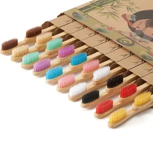 20 Count Bamboo Toothbrushes - BPA Free Soft Bristles Natural Toothbrush Set - Biodegradable & Compostable Eco-Friendly Wooden Toothbrush, Multicolor