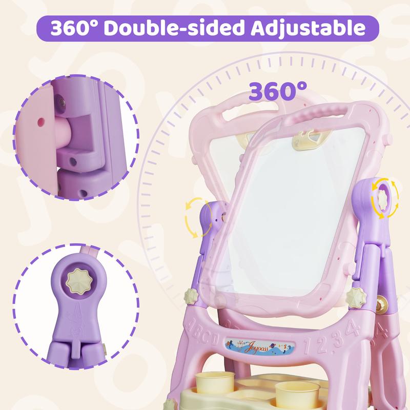 【3 COLOURS USE SAME PACKAGE】Joyooss Kids Easel, Adjustable Standing Art Easel for Toddler, Double Magnetic Drawing Board with Painting Accessories